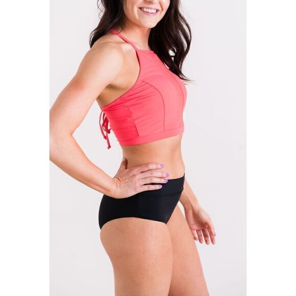 NWT Midkini, High Neck, Halter Tie, Bikini Top, Hot Pink size Small - Picture 8 of 14